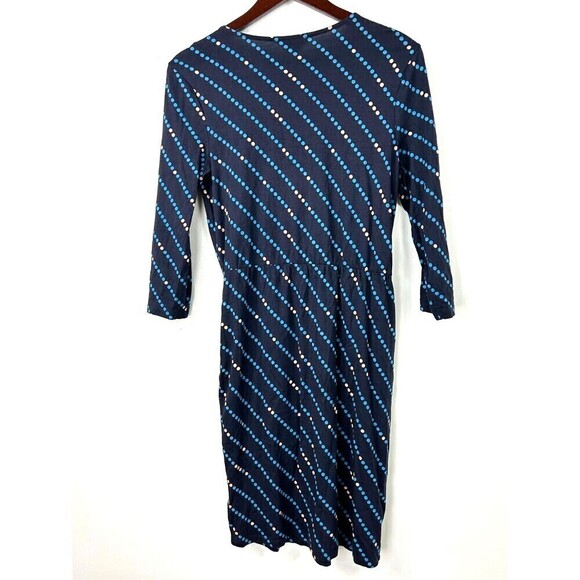Boden Cressida Faux Wrap Dress Sz 6R Blue Elastic Waist Pockets Modal Cotton E2 - Picture 4 of 11